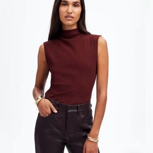 Madewell Burgundy Sleeveless Mock Neck Tank